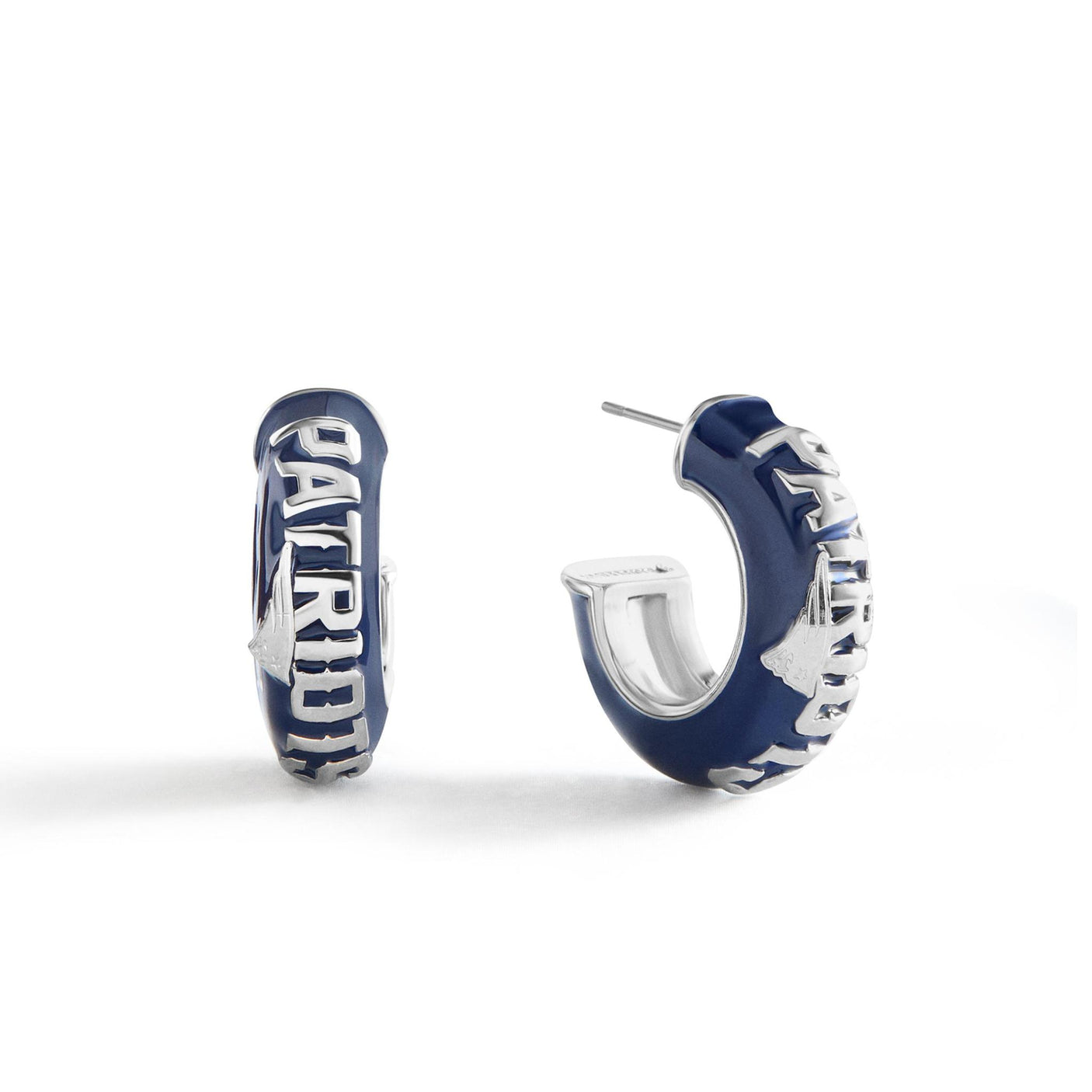 Patriots Puffy Enamel Hoop Earrings