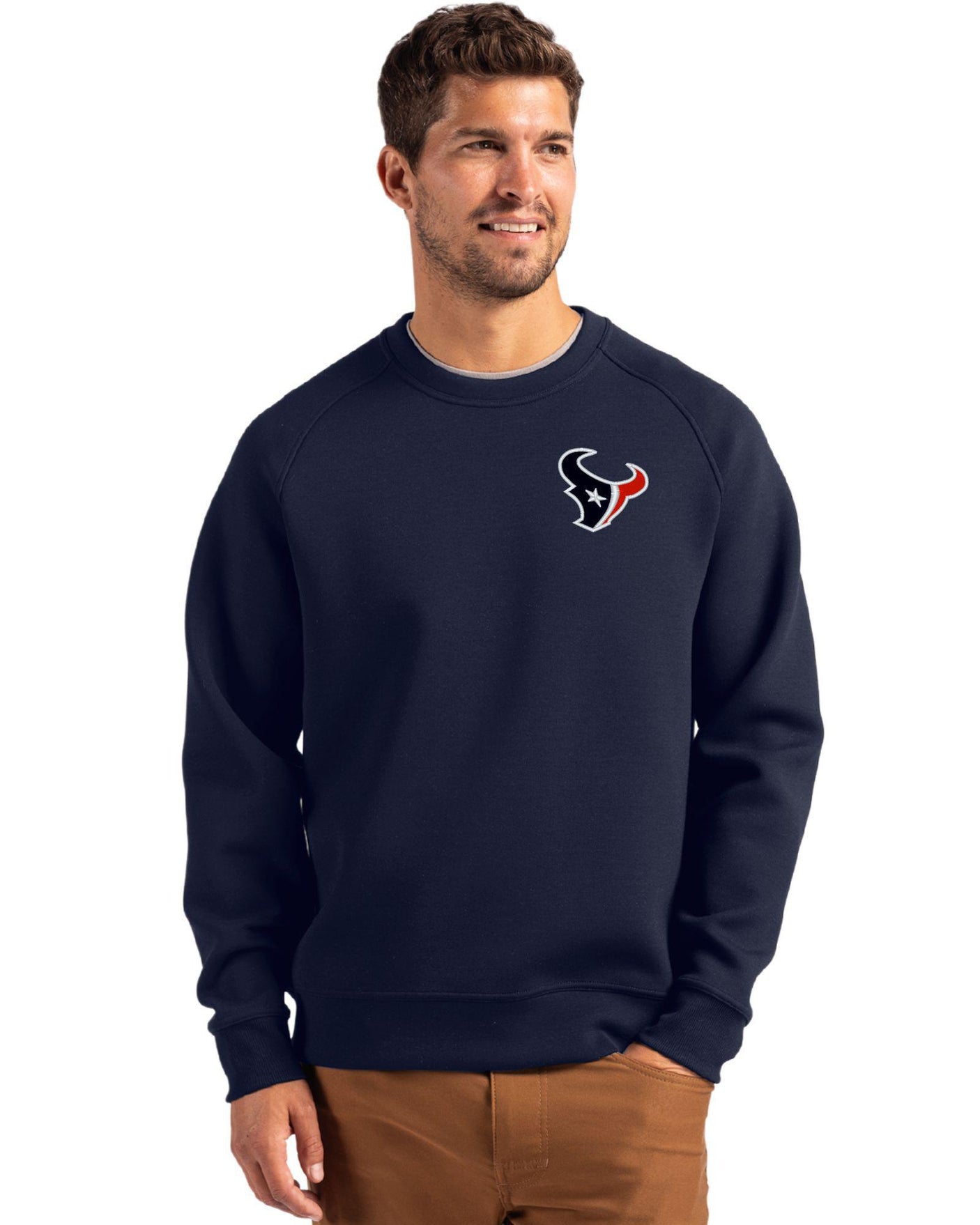 Texans Cutter & Buck Men's Roam Eco Crew Neck Pullover