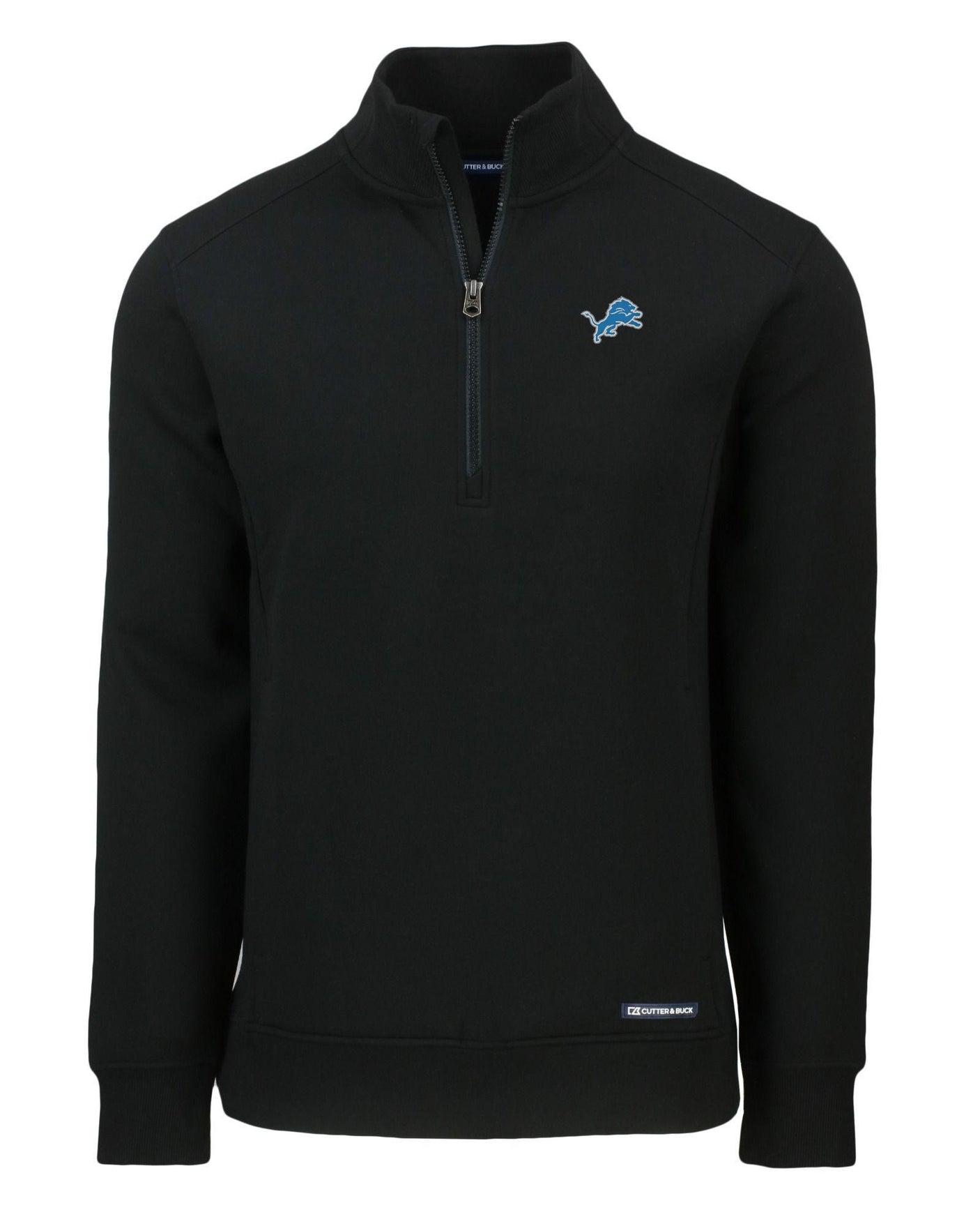 Lions Cutter and Buck Men's Black Roam Eco Quarter Zip Pullover