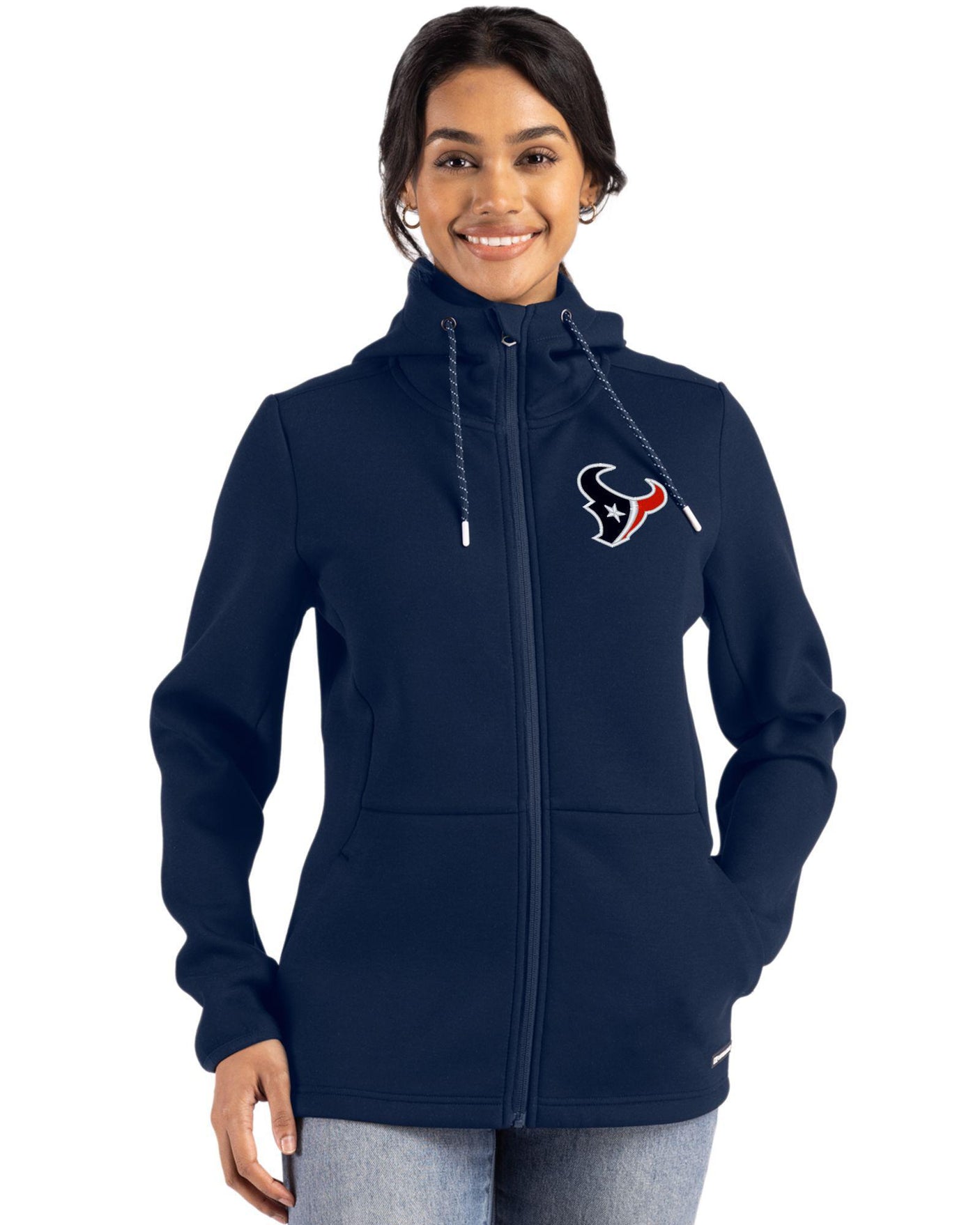 Texans Cutter & Buck Women's Roam Eco Full Zip Hooded Jacket