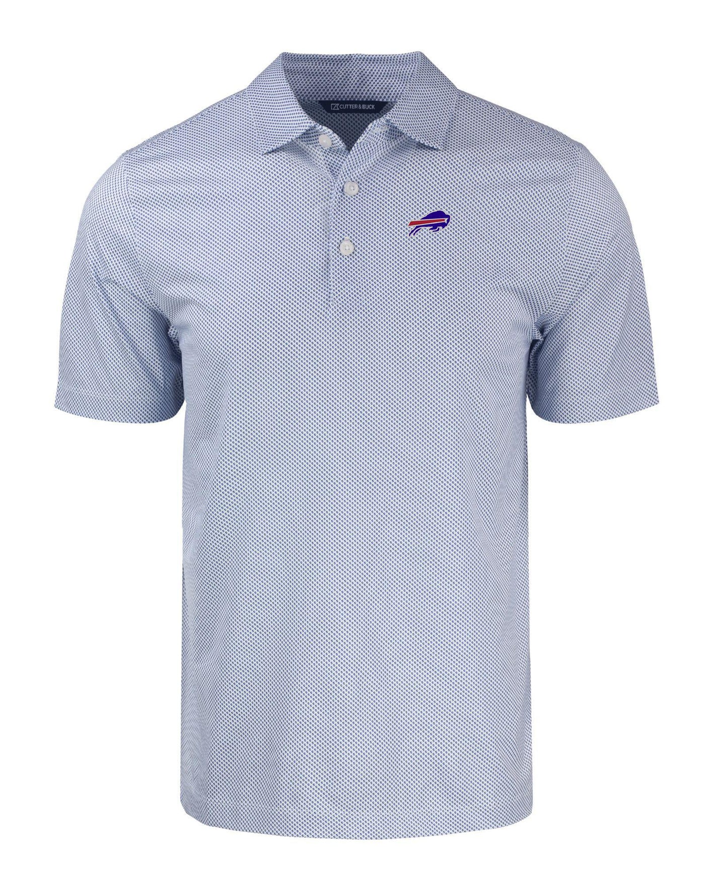 Bills Cutter and Buck Men's White Alternate Pike Eco Symmetry Print Recycled Polo Copy