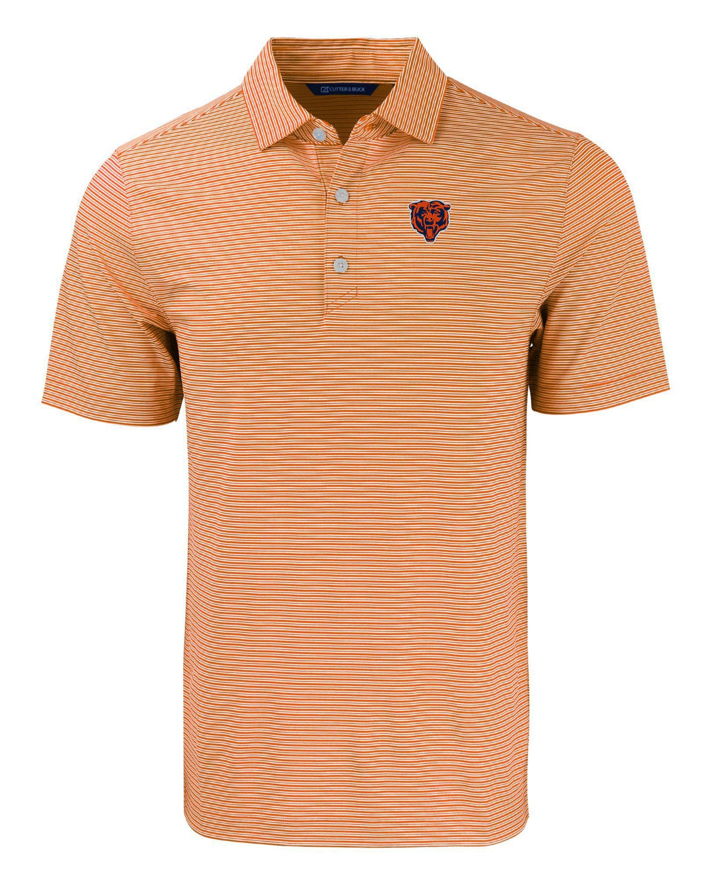 Bears Cutter and Buck Men's Orange Forge Eco Double Stripe Recycled Polo