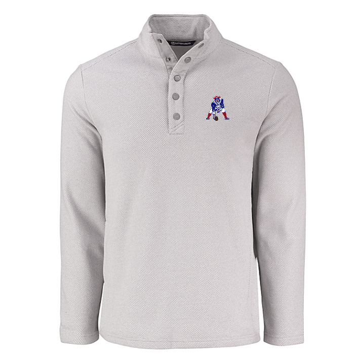 Patriots Cutter and Buck Men's Grey Hunts Point Eco Fleece Snap Pullover