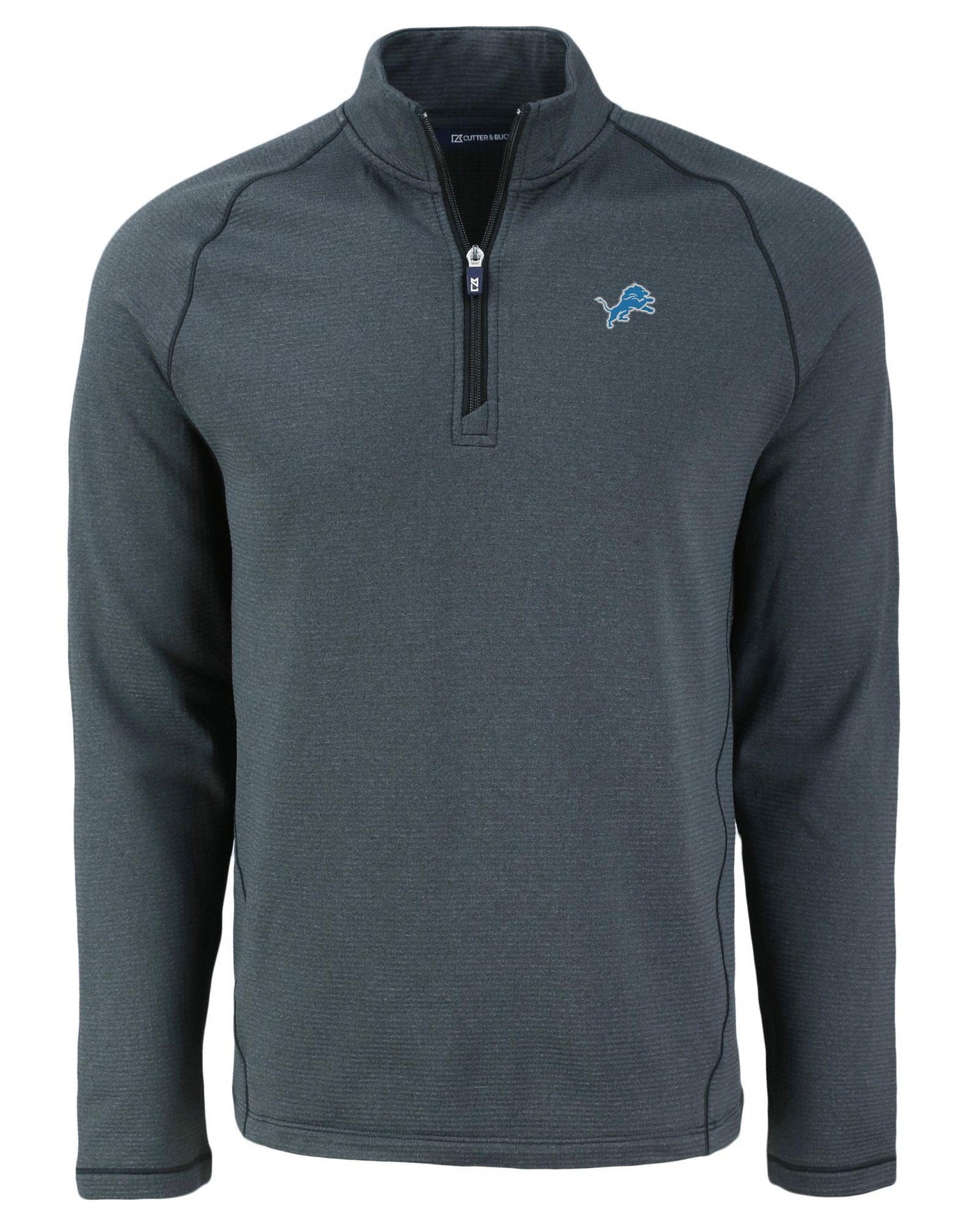 Lions Cutter and Buck Men's Black Peshastin Eco Fleece Half Zip Pullover