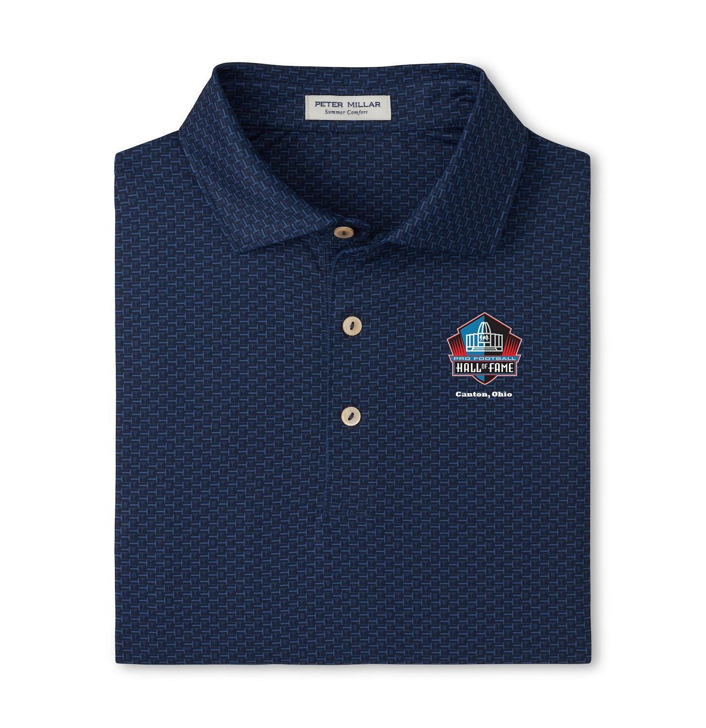 Hall of Fame Peter Millar Men's Navy Bunker Bar Performance Jersey Polo