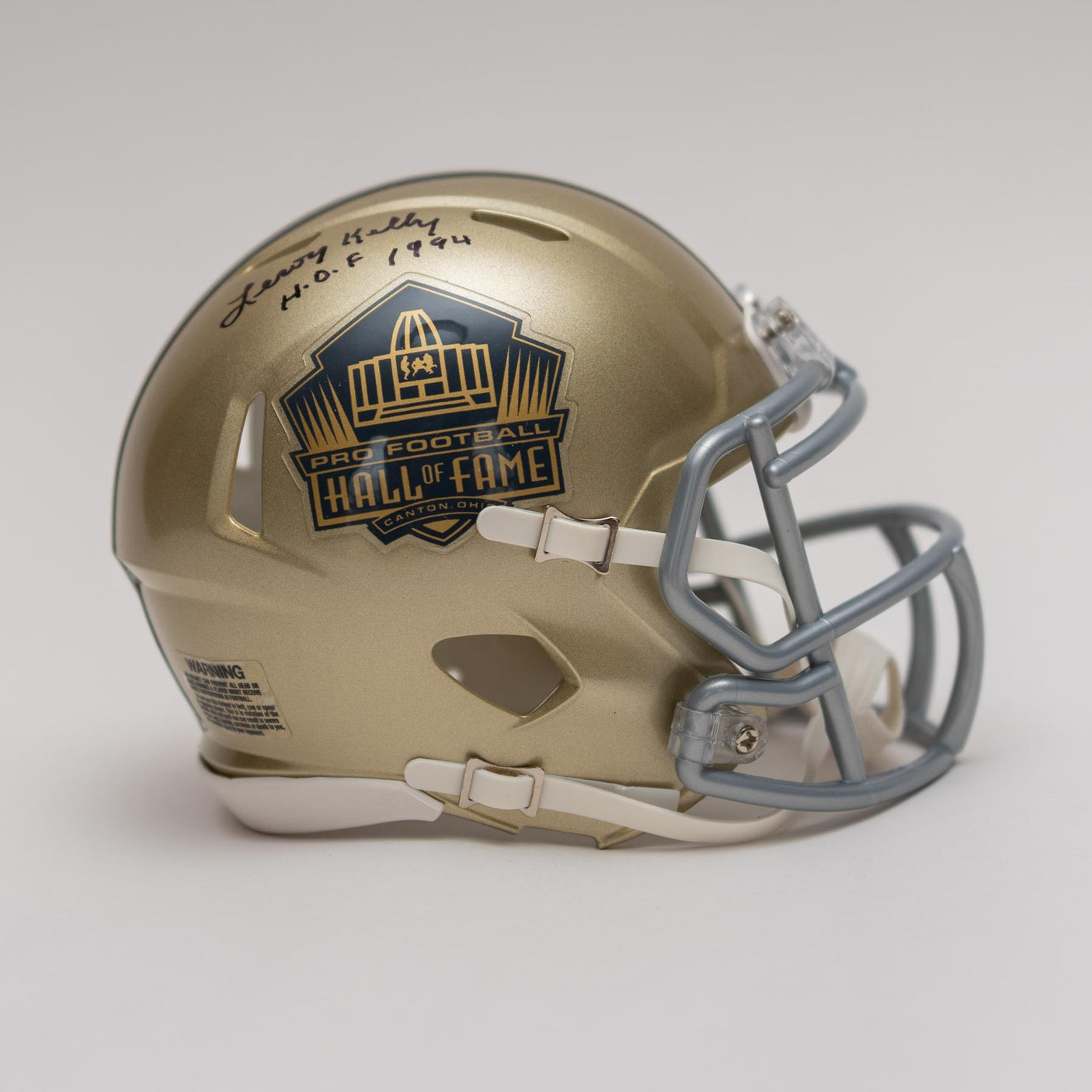 Leroy Kelly Autographed Hall Of Fame Gold Mini Helmet With HOF Inscription