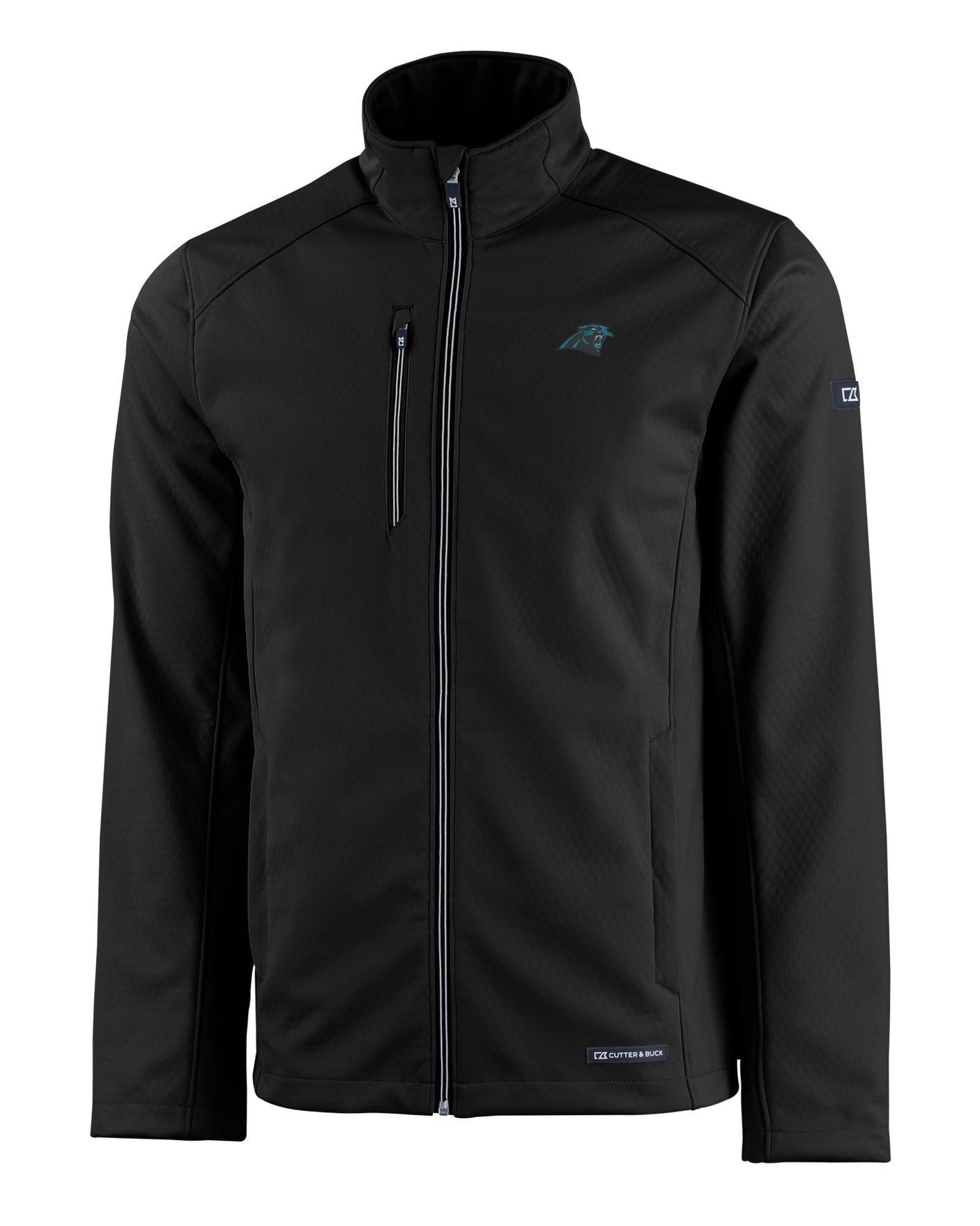 Panthers Cutter and Buck Men's Evoke Eco Softshell Full Zip Jacket