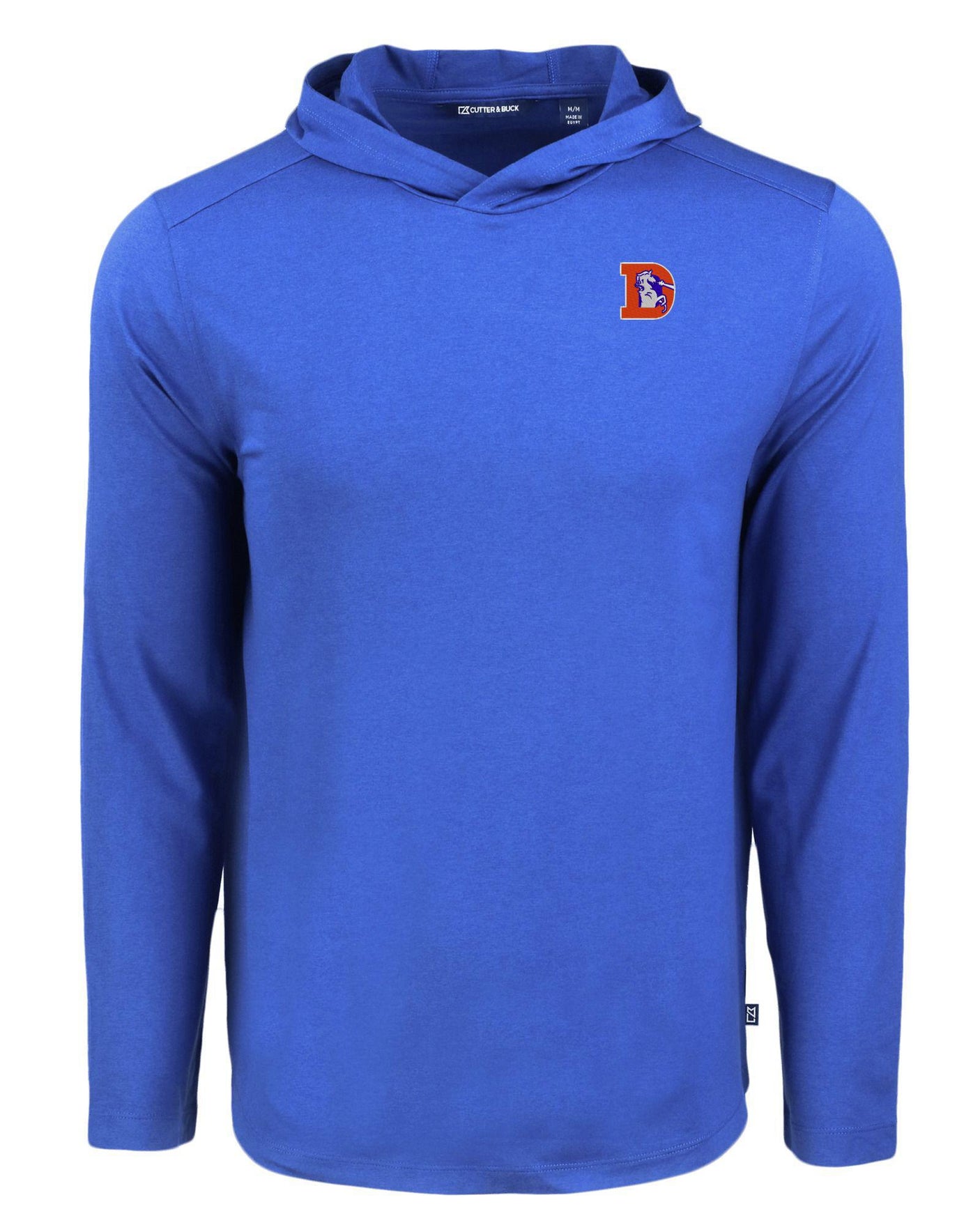 Broncos Cutter and Buck Men's Blue Coastline Epic Comfort Eco Hooded Shirt
