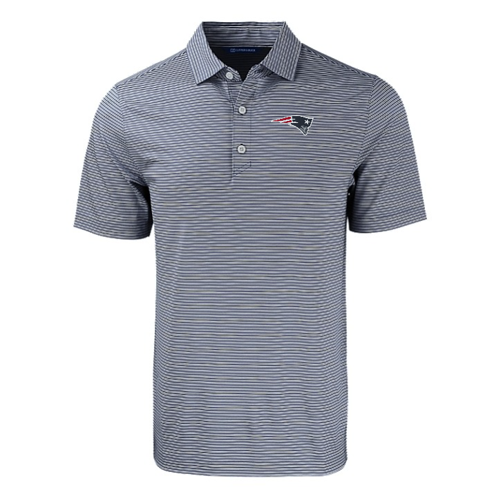 Patriots Cutter and Buck Men's Navy Forge Eco Double Stripe Recycled Polo
