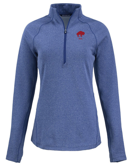 Bills Cutter and Buck Women's Blue Peshastin Eco Fleece Half Zip Pullover