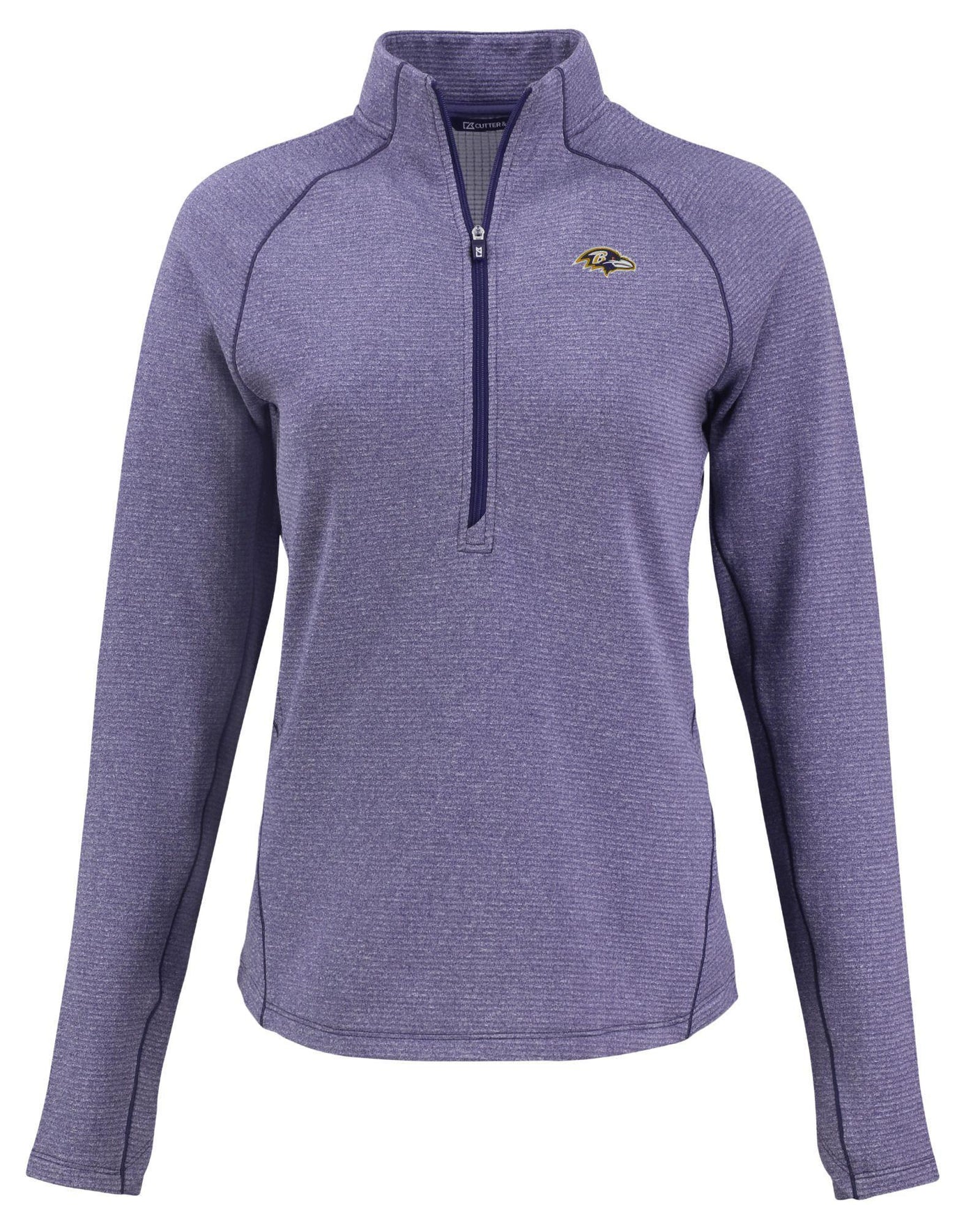 Ravens Cutter and Buck Women's Purple Peshastin Eco Fleece Half Zip Pullover