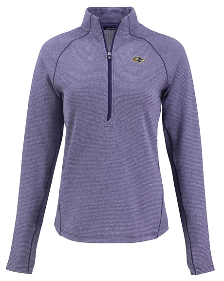 Ravens Cutter and Buck Women's Purple Peshastin Eco Fleece Half Zip Pullover