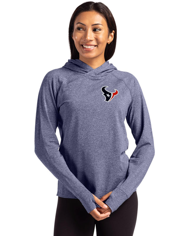 Texans Cutter & Buck Women's Adapt Eco Heather Hooded Pullover