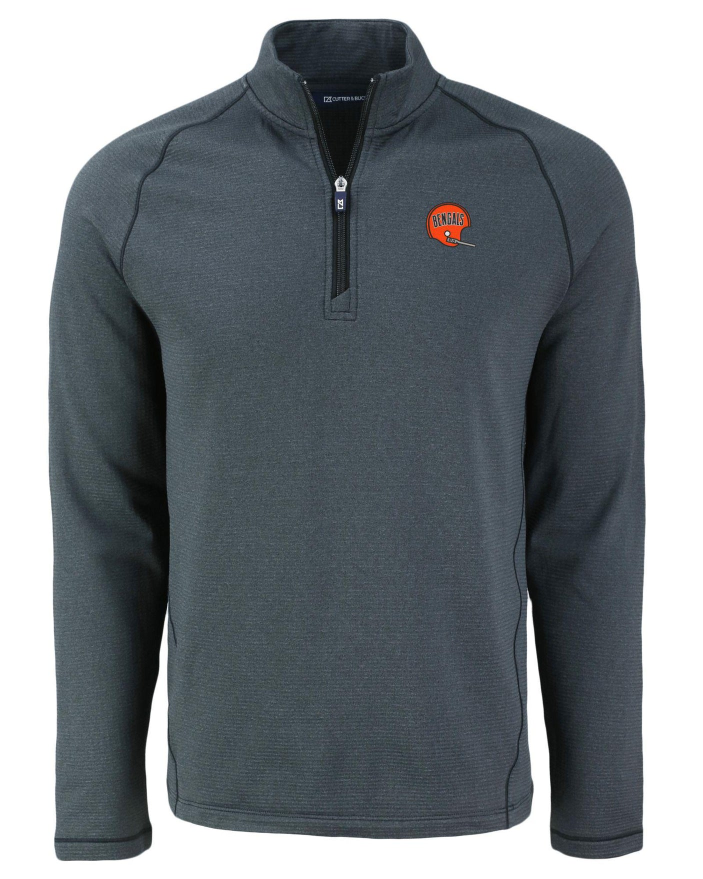 Bengals Cutter and Buck Men's Black Peshastin Eco Fleece Half Zip Pullover