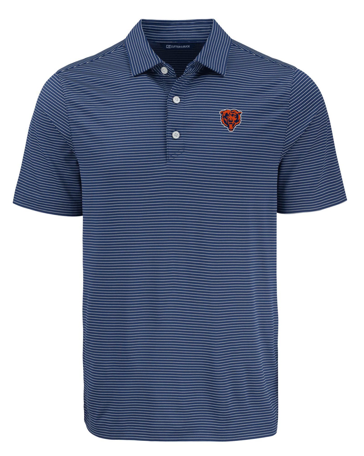 Bears Cutter and Buck Men's Navy Forge Eco Fine Line Stripe Recycled Polo
