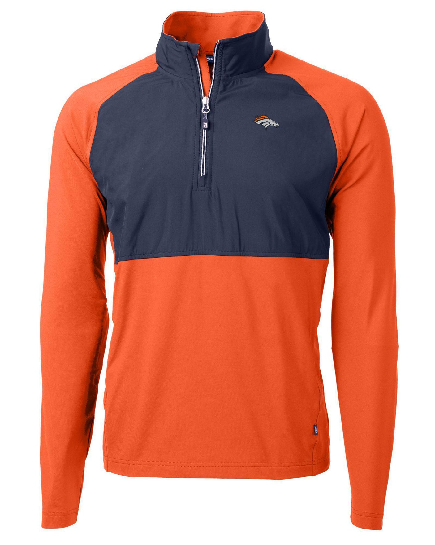 Broncos Cutter and Buck Men's Navy Adapt Hybrid Quarter Zip