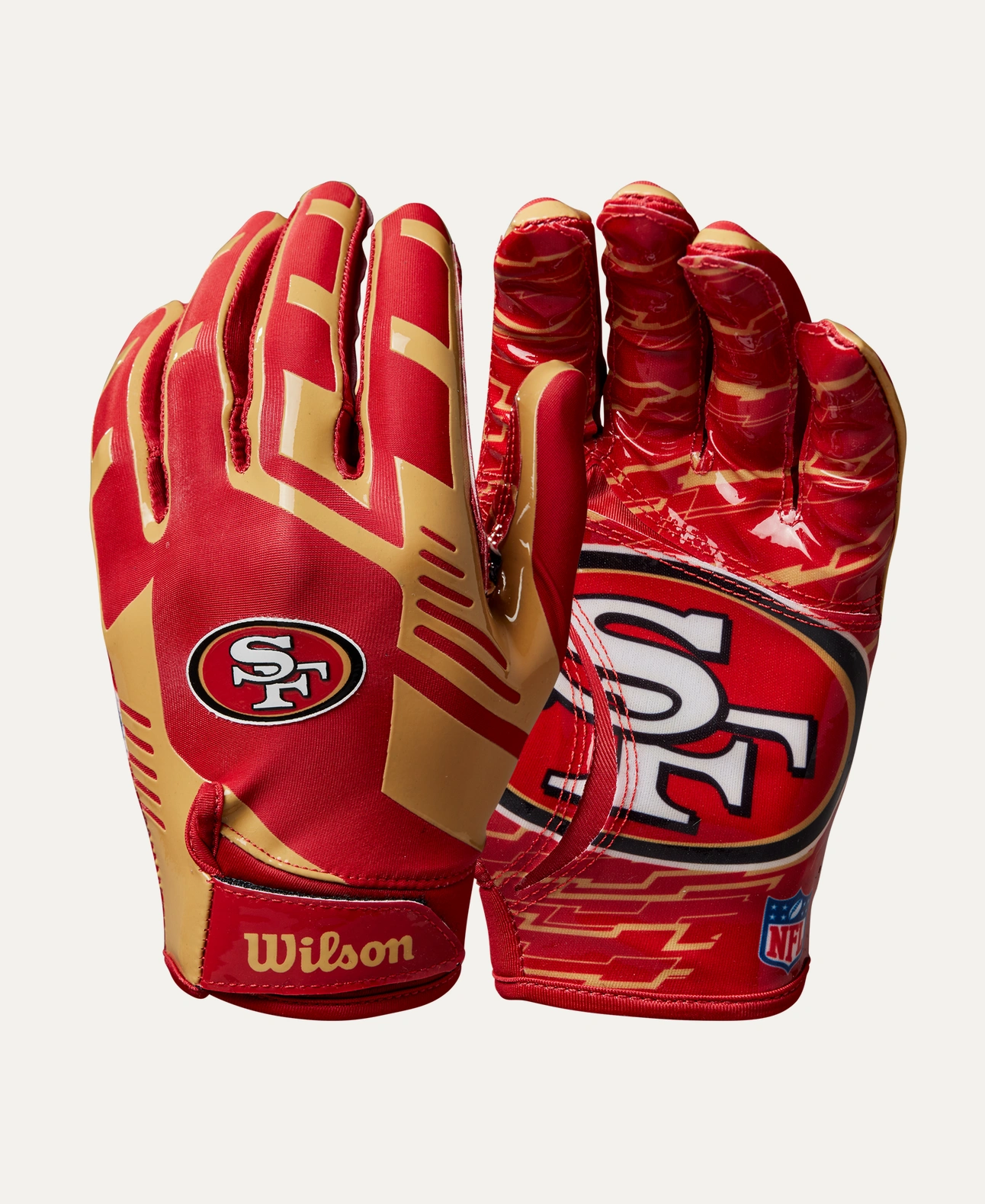 49ers 2025 Wilson Adult NFL Stretch Fit Receivers Gloves