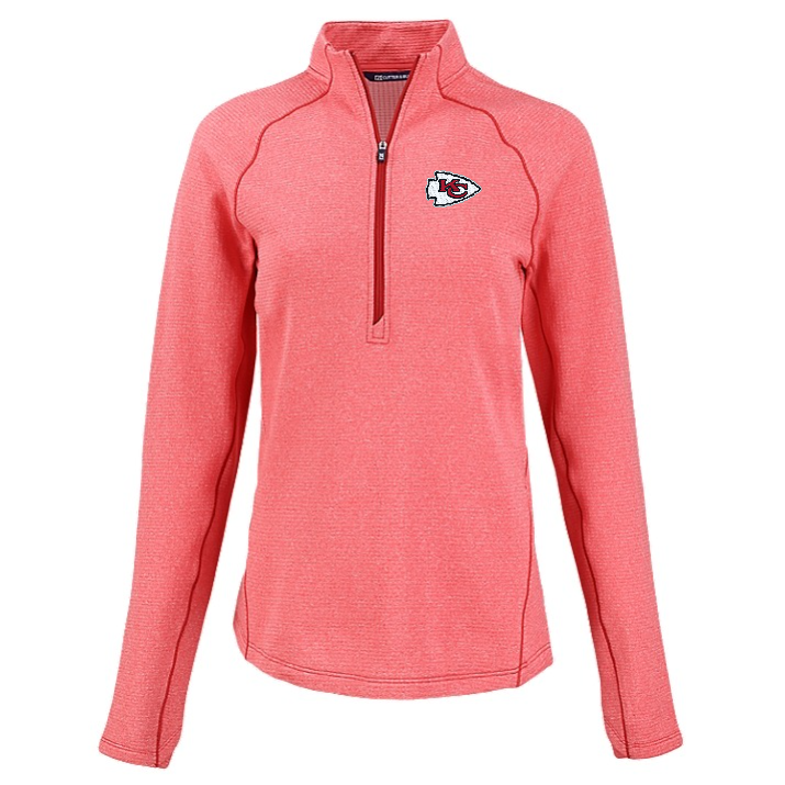 Chiefs Cutter and Buck Women's Red Peshastin Eco Fleece Half Zip Pullover