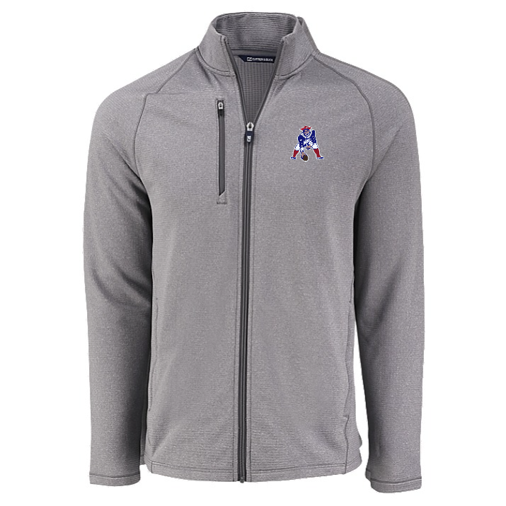 Patriots Cutter and Buck Men's Grey Peshastin Eco Fleece Full Zip Jacket