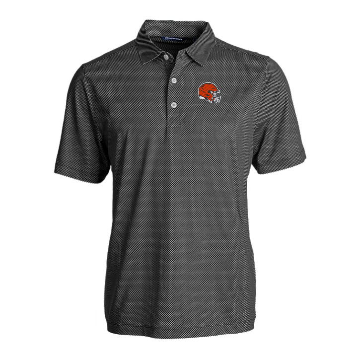 Browns Cutter and Buck Men's Black Pike Eco Symmetry Print Recycled Polo