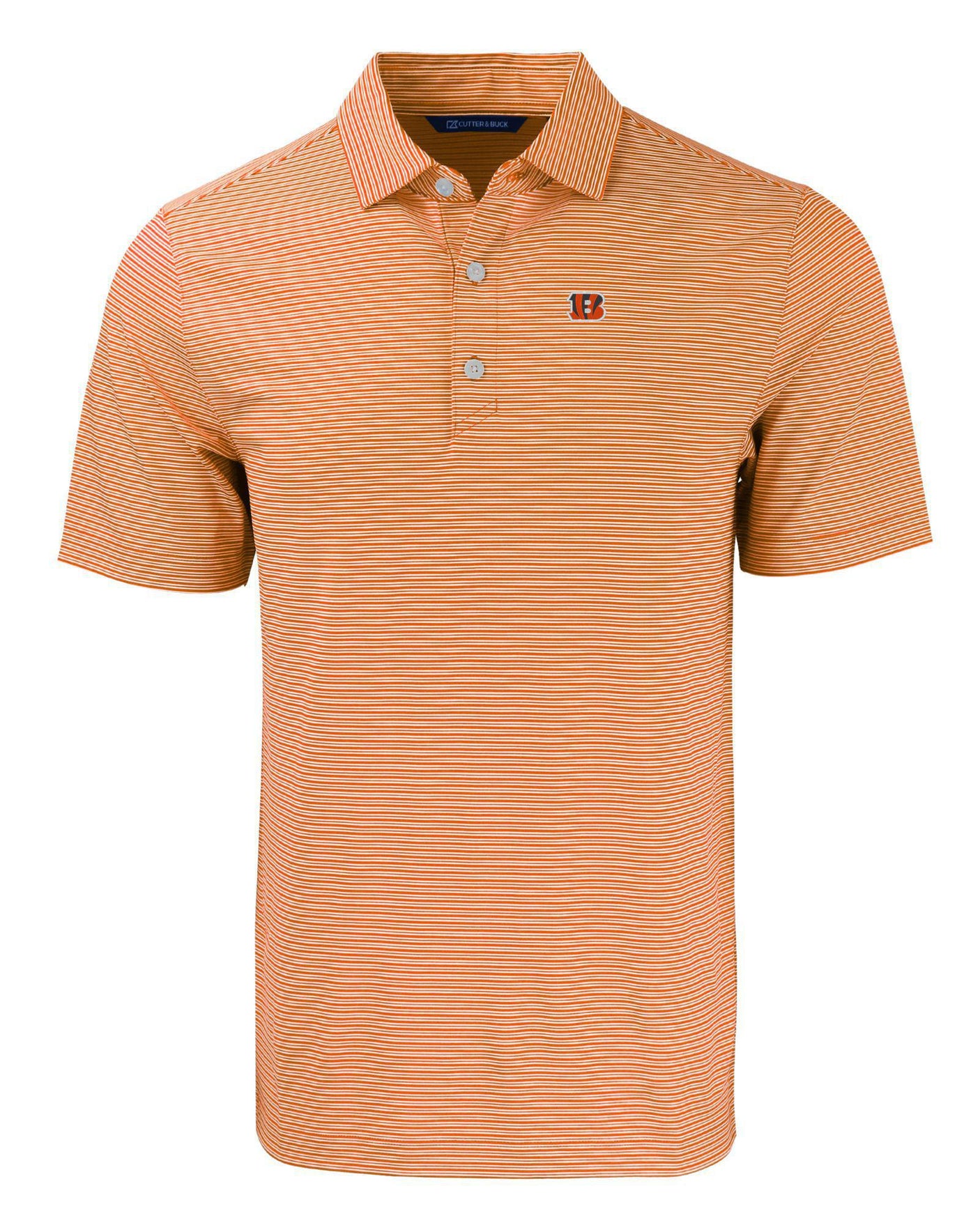 Bengals Cutter and Buck Men's Orange Forge Eco Double Stripe Recycled Polo