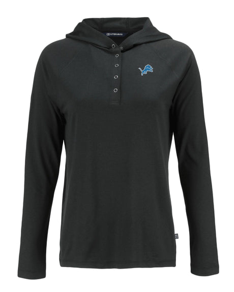 Lions Cutter and Buck Women's Black Coastline Epic Comfort Eco Hooded Shirt