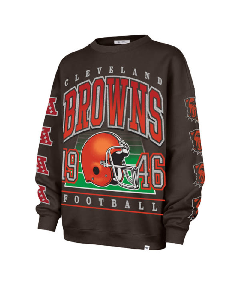 Browns 2025 '47 Brand Women's Go Big Oversized Crewneck