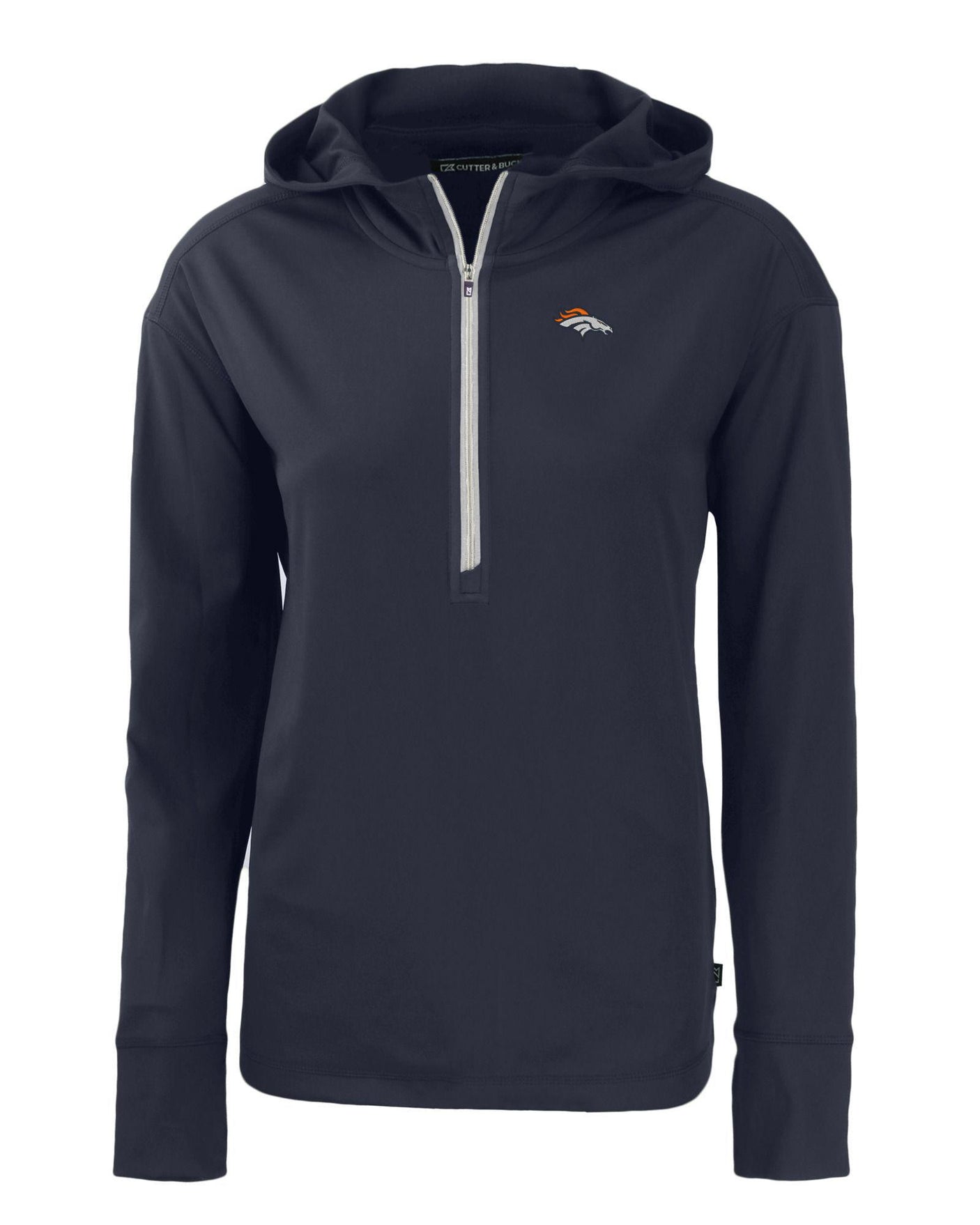 Broncos Cutter and Buck Women's Navy Daybreak Eco Recycled Half Zip Hoodie