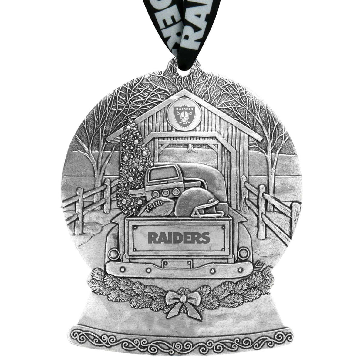 Raiders Tailgate Truck Snow Globe Ornament