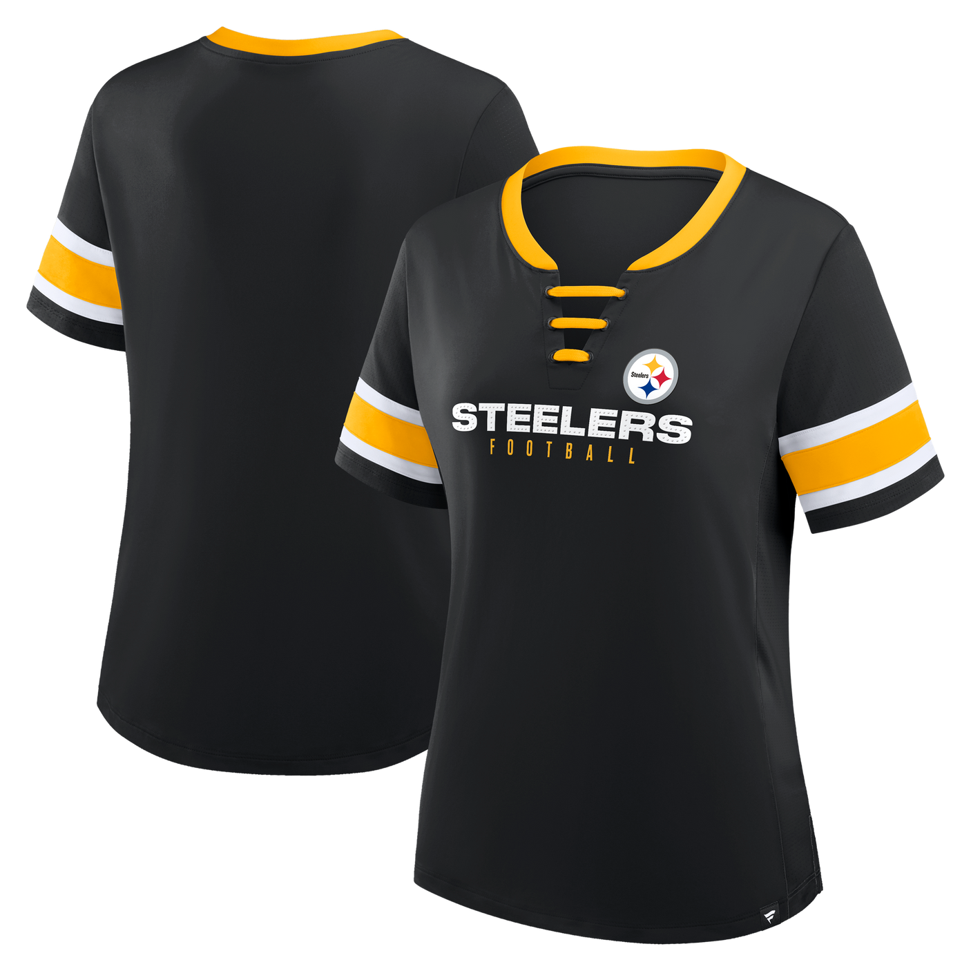Steelers 2025 Fanatics Women's Draw Play Athena Lace Up T-Shirt