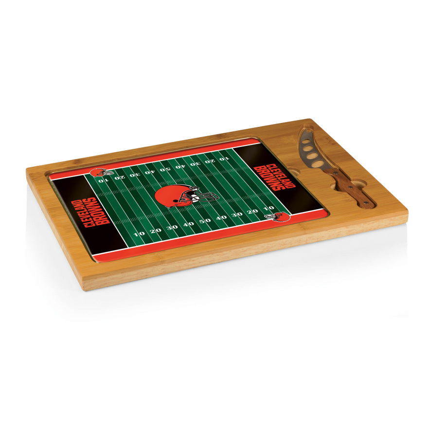 Browns Icon Glass Top Cutting Board & Knife Set by Picnic Time Pro Football Hall of Fame