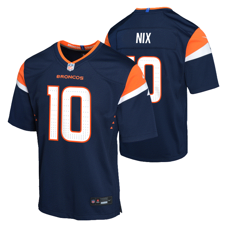 Broncos Bo Nix Alternate Youth Nike Game Jersey Pro Football Hall of Fame