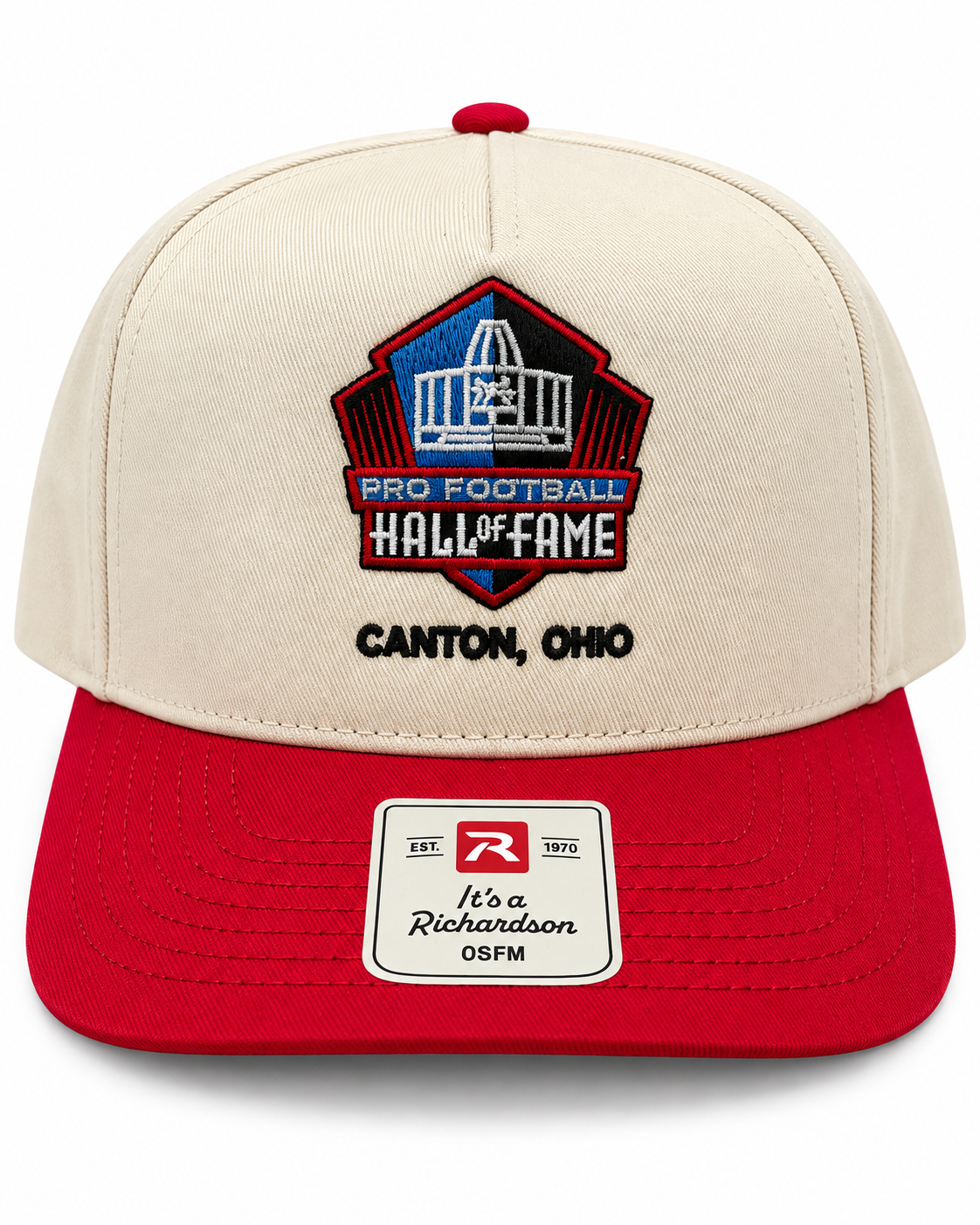 Hall of Fame Logo Khaki Red Hat Pro Football Hall of Fame