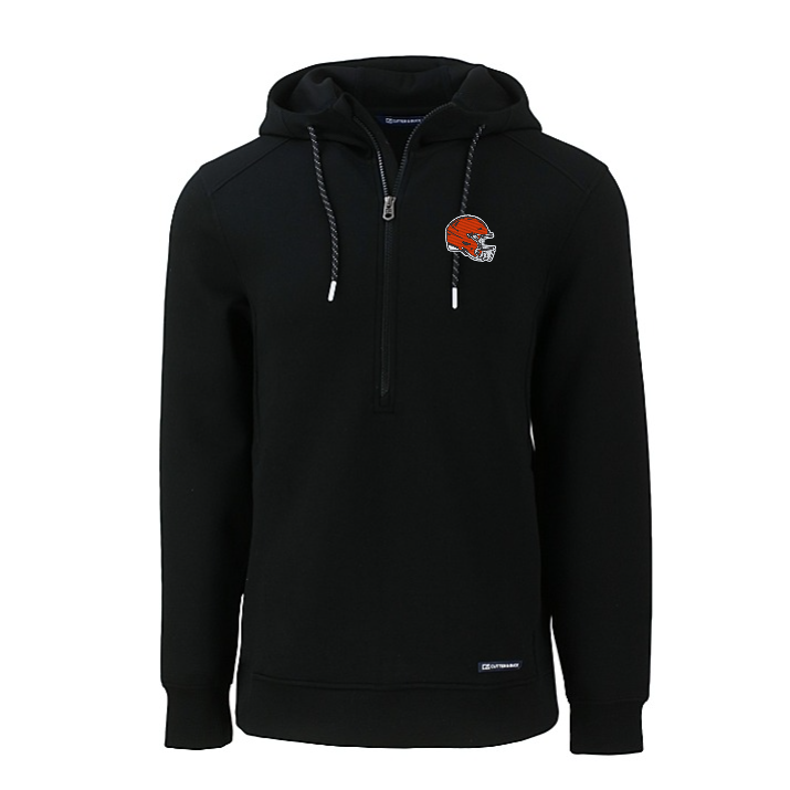 Browns Cutter and Buck Men's Black Roam Eco Half Zip Hooded Pullover