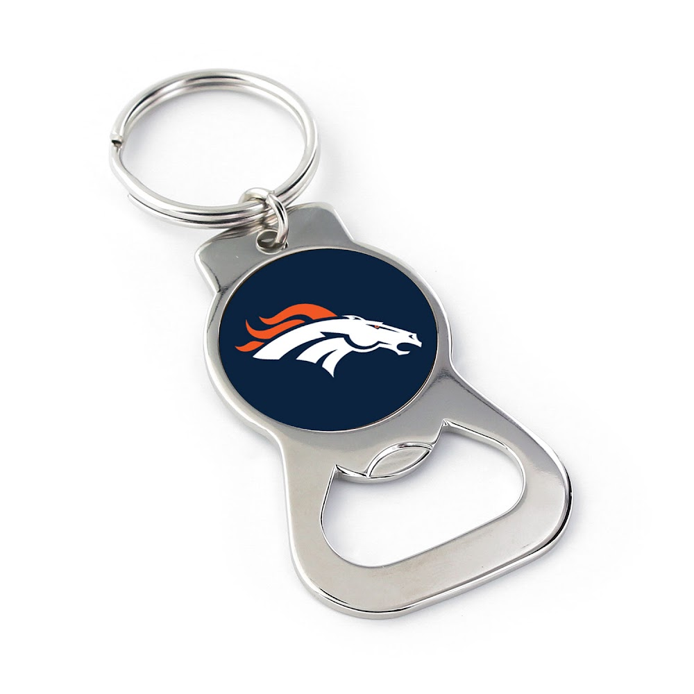 Broncos Silver Bottle Opener Keychain