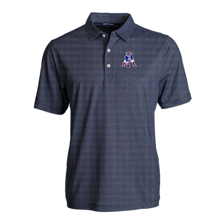 Patriots Cutter and Buck Men's Navy Blue/White Pike Eco Symmetry Print Recycled Polo