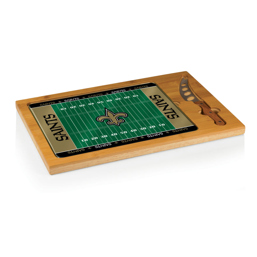 Saints Icon Glass Top Cutting Board & Knife Set by Picnic Time Pro Football Hall of Fame