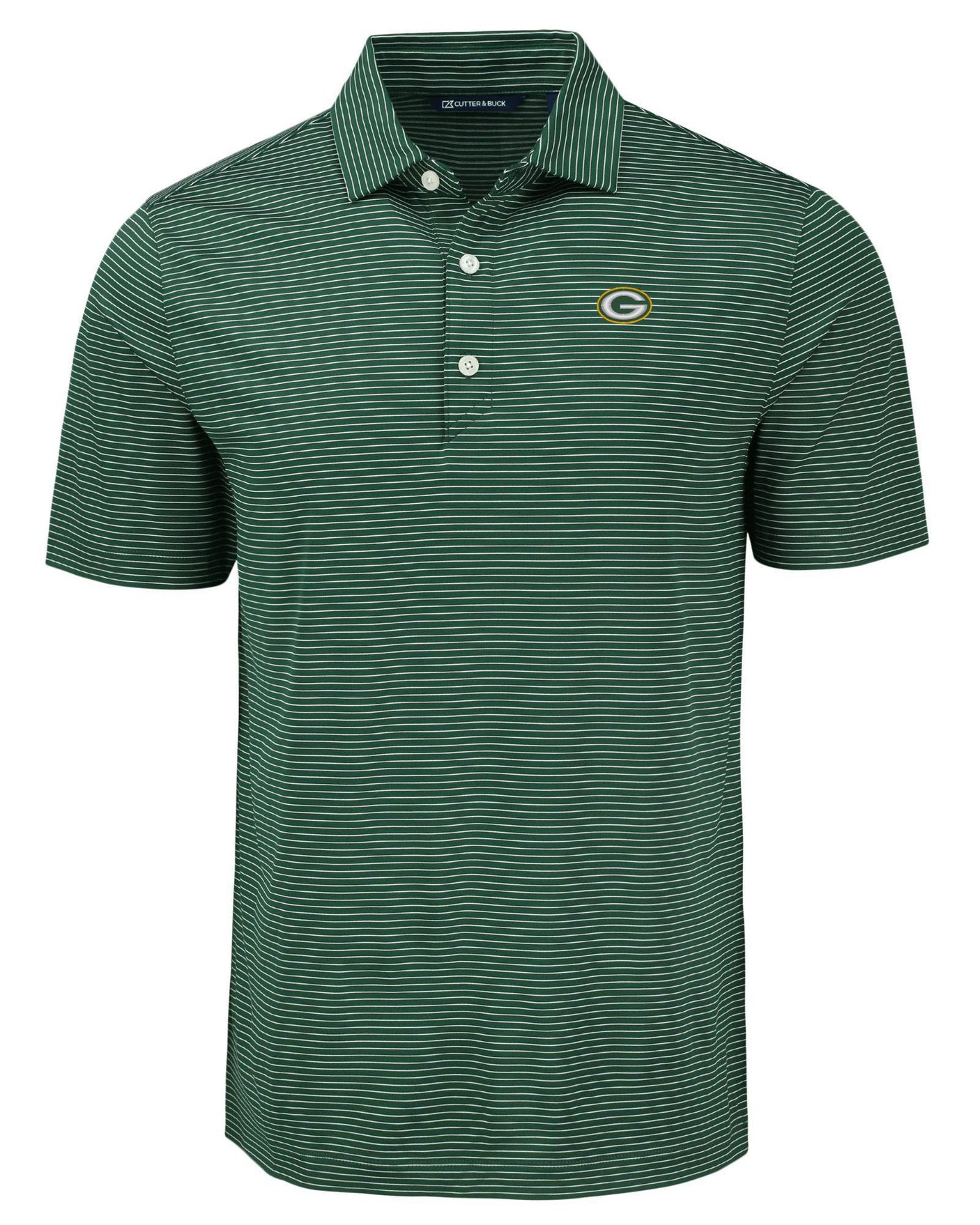 Packers Cutter and Buck Men's Forge Eco Fine Line Stripe Recycled Polo