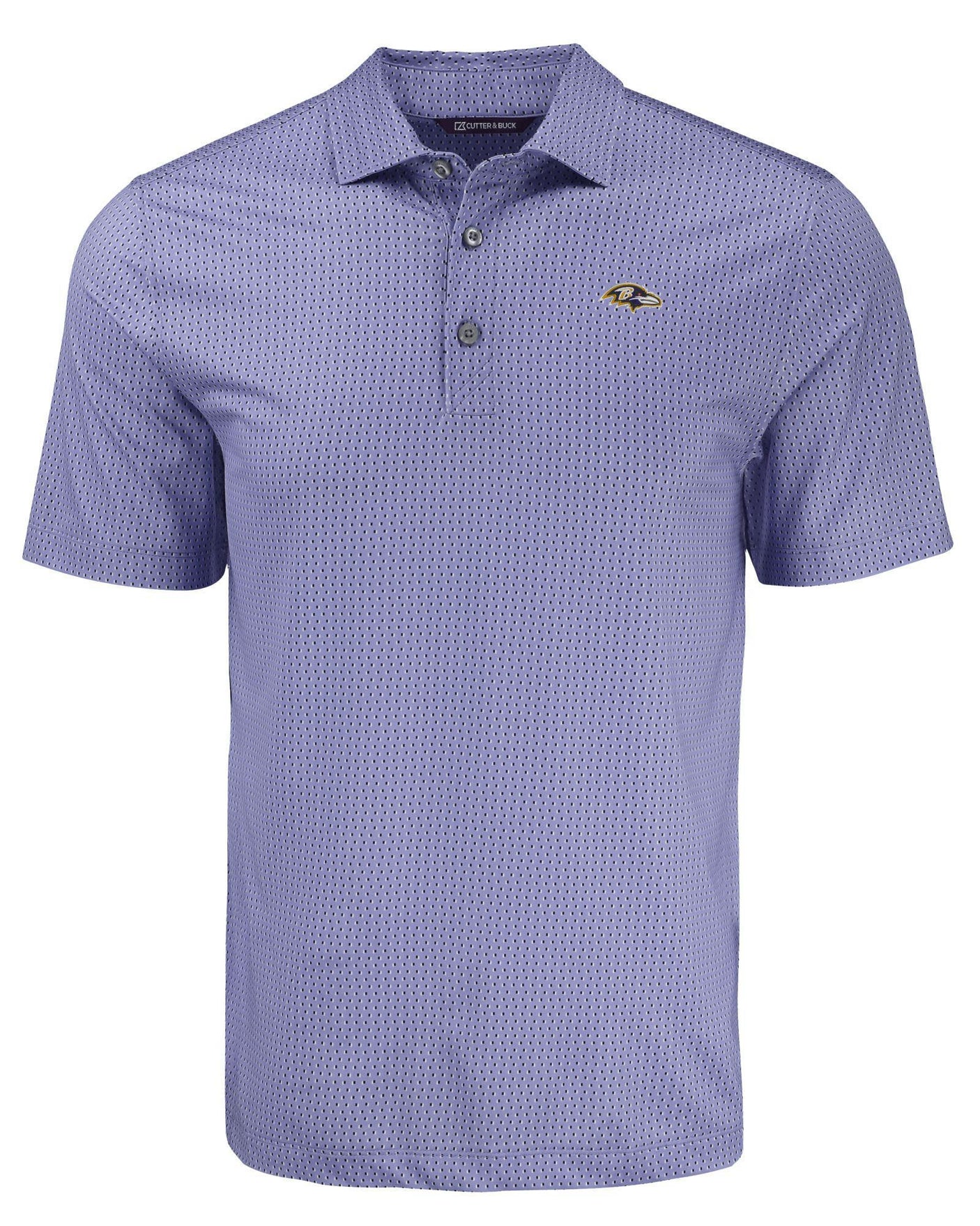 Ravens Cutter and Buck Men's Purple Pike Eco Shadow Check Print Polo