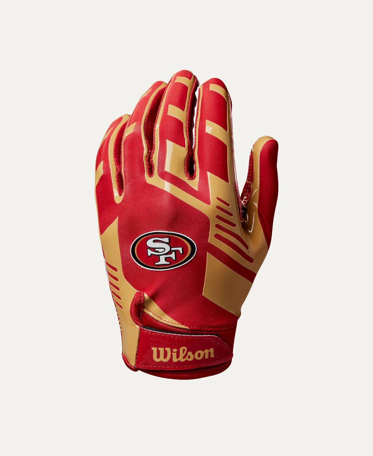 49ers 2025 Wilson Youth NFL Stretch Fit Receivers Gloves