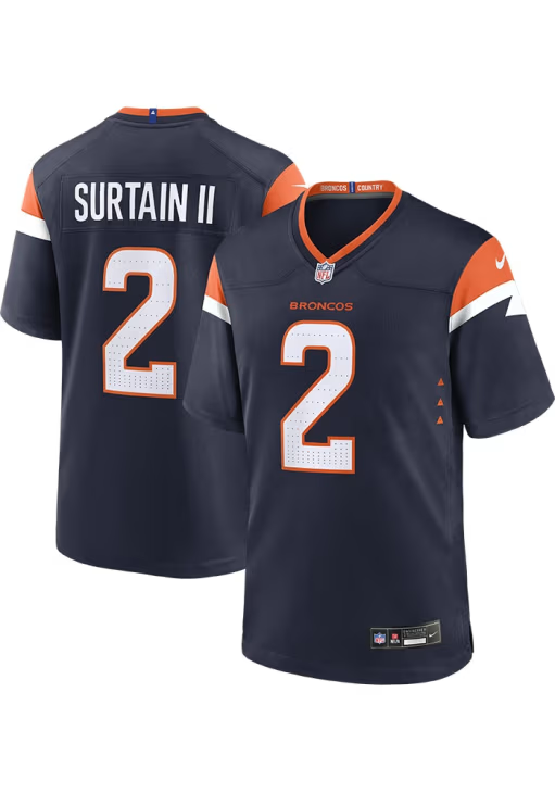 Broncos Patrick Surtain II Men's Alternate Navy Nike Game Jersey Pro Football Hall of Fame