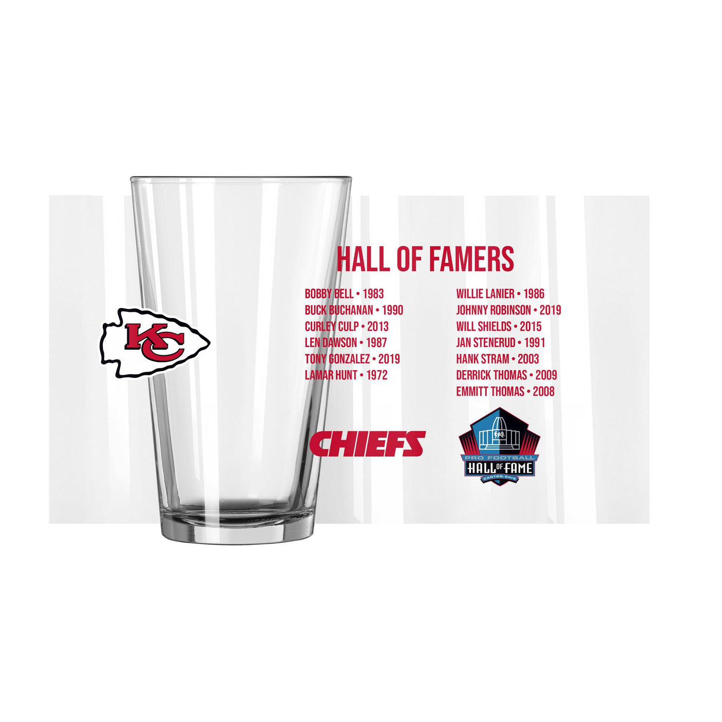 Chiefs Hall of Famer Pint Glass