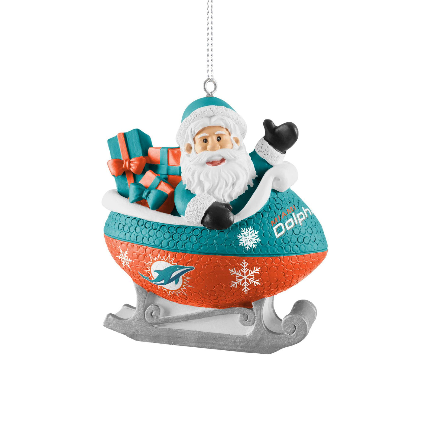 Dolphins Football Sleigh Ornament