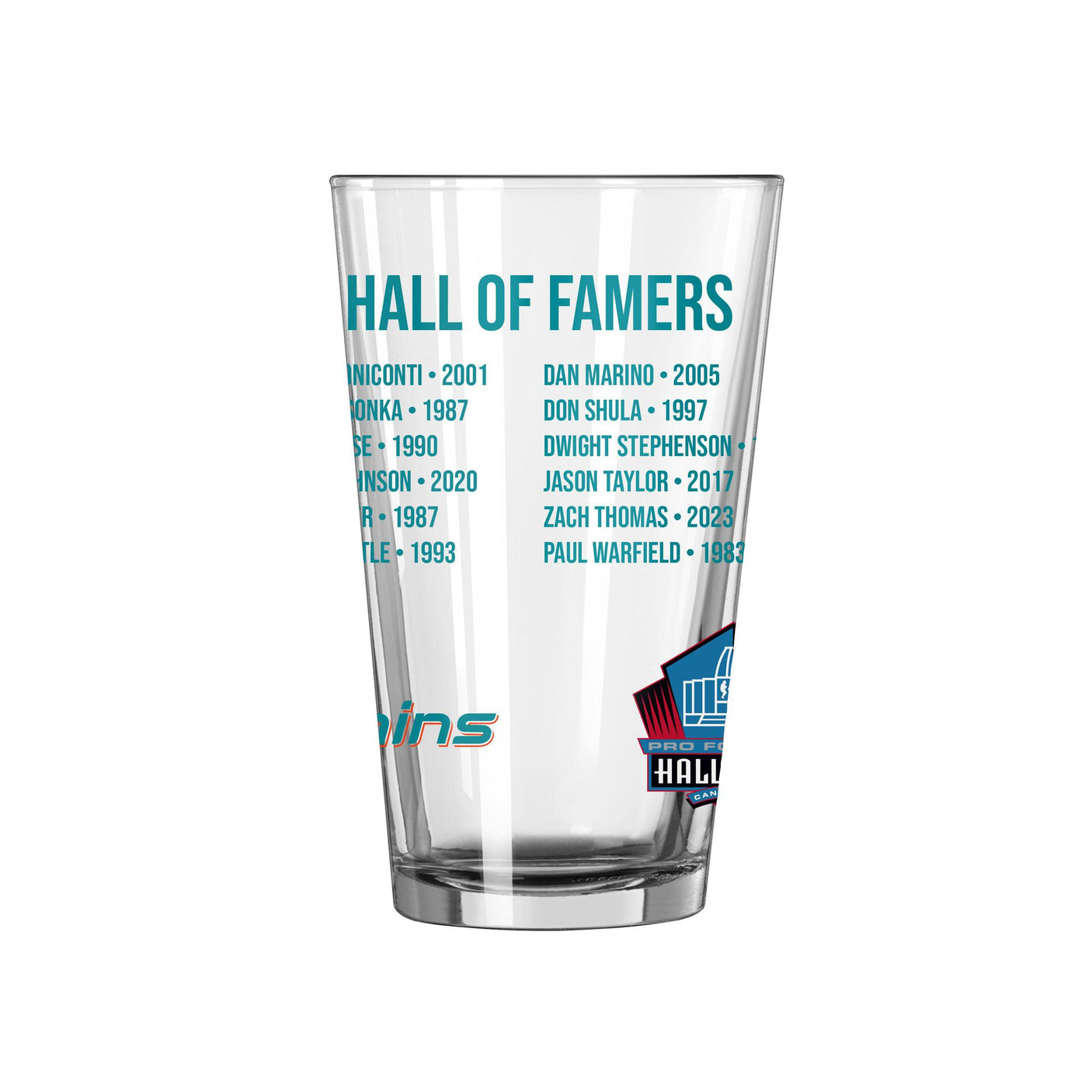 Dolphins Hall of Famer Pint Glass