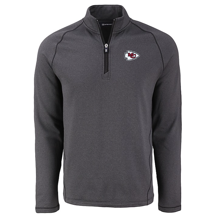 Chiefs Cutter and Buck Men's Black Peshastin Eco Fleece Half Zip Pullover