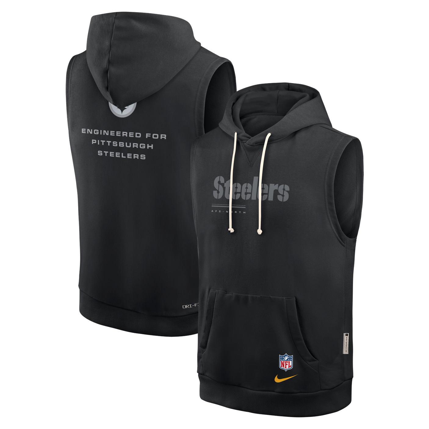Steelers 2026 Nike Men's Dri-Fit Sleeveless Fleece Hoodie