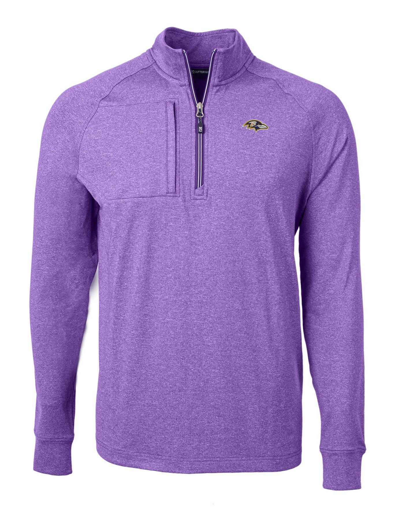 Ravens Cutter and Buck Men's Adapt Eco Heather Quarter Zip Pullover