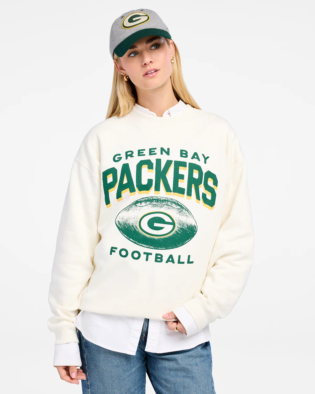 Packers 2025 '47 Brand Women's Arch Cloud Oversized Crewneck