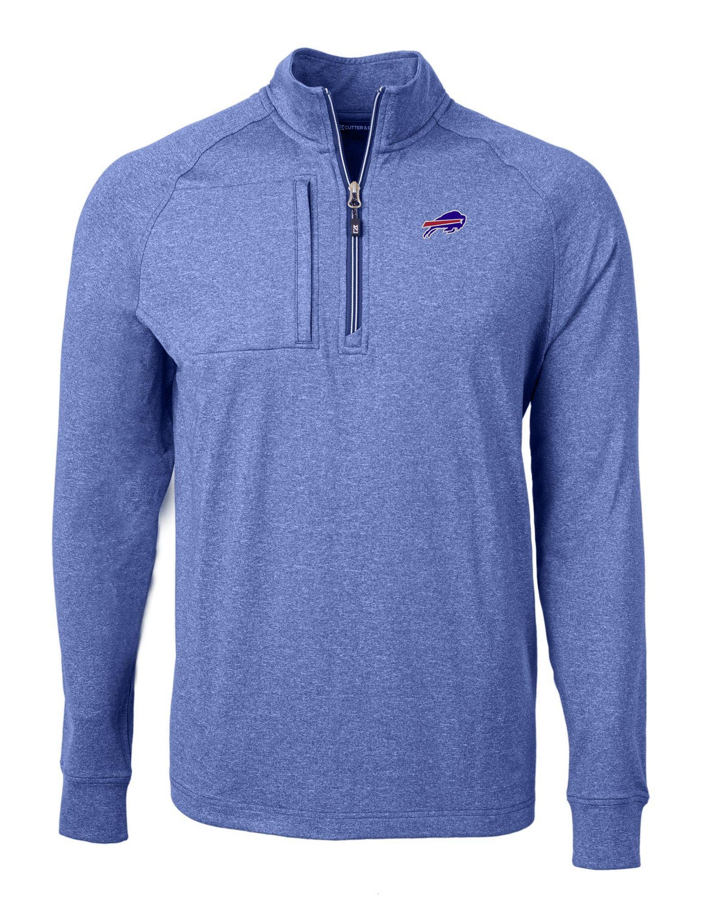 Bills Cutter and Buck Men's Adapt Eco Heather Quarter Zip Pullover