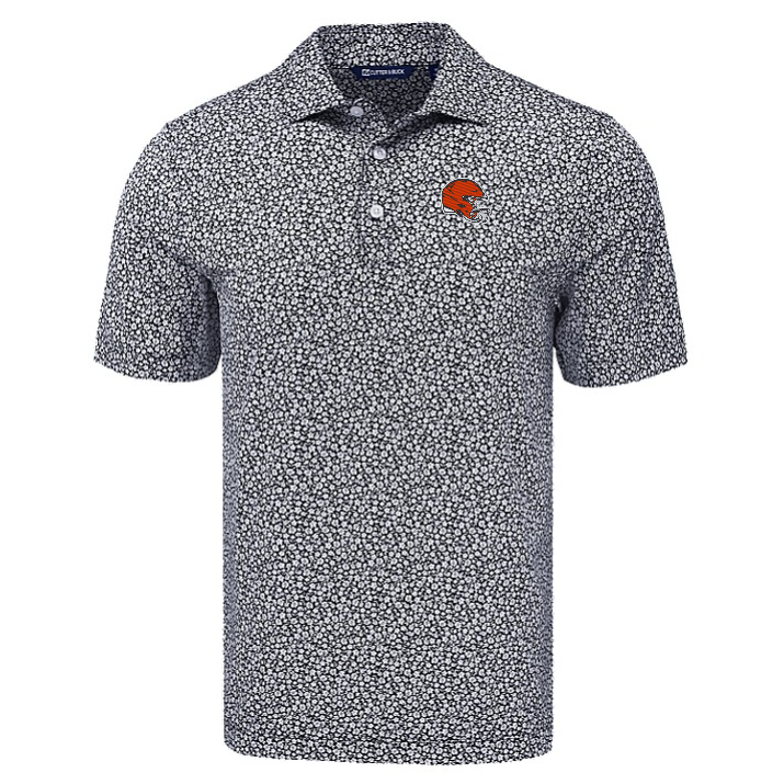 Browns Cutter and Buck Men's Black Pike Eco Flora Print Polo